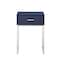 Homeroots 24" Silver Metallic And Navy Blue End Table With Drawer 543907 - alternate 7