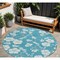 Homeroots 8' Turquoise Ivory And Gray Round Floral Washable Indoor Outdoor Area Rug 599930 - alternate 1