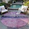 Homeroots 8' Blush And Mint Green Round Abstract Washable Indoor Outdoor Area Rug 618597 - alternate 6