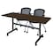 Regency Kobe Flip-Top Training Nesting Table W/ 2 Cadence Nest Chairs, 60 in W, 24 in L, Neo Walnut MKFT6024NW23BK - alternate 1