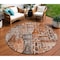Homeroots 8' Orange Copper And Salmon Round Village Houses Washable Indoor Outdoor Area Rug 577867 - alternate 1