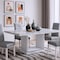 Homeroots 79" Light Gray and White Marble and Wood Pedestal Base Dining Table 564903 - alternate 11