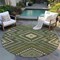 Homeroots 8' Olive Green Gray And Ivory Round Tribal Washable Indoor Outdoor Area Rug 598144 - alternate 6