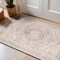 World Rug Gallery Beige Medallion Flat Pile Washable Rug - Pet Friendly, Non-Slip for Entryway and Bedroom 2 ftx3 ft WR170BEIGE2X3 - alternate 1