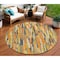 Homeroots 8' Orange And Beige Round Striped Washable Indoor Outdoor Area Rug 609044 - alternate 1