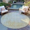 Homeroots 8' Gold Round Damask Washable Indoor Outdoor Area Rug 607700 - alternate 8