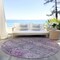 Homeroots 8' Purple And Gray Round Floral Washable Indoor Outdoor Area Rug 606208 - alternate 6