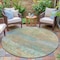 Homeroots 8' Wheat Sky Blue And Beige Round Abstract Washable Indoor Outdoor Area Rug 631463 - alternate 6