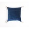 Homeroots 18" X 18" Blue and White Geometric Cotton Pillow Cover With Embroidery and Tassels 534556 - alternate 4