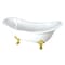 Kingston Brass 72" Cast Iron Oval Double Slipper Clawfoot Tub, No Faucet Drillings, White/Polished Brass VCTND7231NC2 - alternate 1