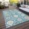 Homeroots 3' X 5' Teal Blue Gray And Ivory Damask Washable Indoor Outdoor Area Rug 599454 - alternate 5