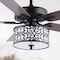 Jonathan Y Paolo 52" 3-Light Farmhouse Industrial Iron Scroll Drum Shade LED Ceiling Fan w/ Remote, Black/White JYL9612A - alternate 10