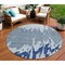 Homeroots 8' Sky Blue And Denim Blue Round Abstract Washable Indoor Outdoor Area Rug 613658 - alternate 1