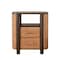 Homeroots 23" Espresso And Mocha Solid Wood Woven Texture Two Drawer Nightstand 722552 - alternate 1