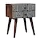 Homeroots 23" Black White And Brown Solid Wood Geometric Bone Inlay Two Drawer Nightstand 651501 - alternate 14