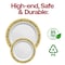 Smarty Had A Party White w/Black and Gold Royal Rim Plastic Dinnerware Set (120 Dinner Plates+120 Salad Plates), 240PK 970BGVP-CASE - alternate 9
