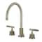 Kingston Brass Widespread Bathroom Faucet with Knurled Handle and Brass Pop-Up, Brushed Nickel KS8928KNL - alternate 1