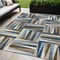 Homeroots 5' X 8' Navy Blue Brown And Beige Geometric Washable Indoor Outdoor Area Rug 598281 - alternate 1