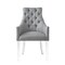 Homeroots Set of Two Tufted Light Gray And Clear Upholstered Linen Dining Arm Chairs 543548 - alternate 1