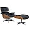 Homeroots 27" Black and Brown Tufted Genuine Cowhide Swivel Lounge Chair With Ottoman 636227 - alternate 7