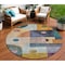Homeroots 8' Green Purple And Blue Round Geometric Washable Indoor Outdoor Area Rug 604410 - alternate 1