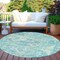 Homeroots 8' Teal Blue And Pink Round Floral Medallion Washable Indoor Outdoor Area Rug 616636 - alternate 8