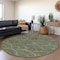 Homeroots 8' Olive Green Fern Green And Silver Round Geometric Washable Indoor Outdoor Area Rug 615214 - alternate 6