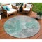 Homeroots 8' Teal Blue And Lavender Round Abstract Washable Indoor Outdoor Area Rug 615628 - alternate 1