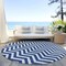 Homeroots 8' Navy Blue And Ivory Round Chevron Washable Indoor Outdoor Area Rug 595327 - alternate 7