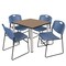 Regency Square Kee Breakroom Table W/ 4 Zeng Stack Chairs, 42 in W, 42 in L, Noble Oak TB4242NOBPCM44BE - alternate 1