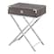 Homeroots 24" Silver And Deep Taupe Wood And Metal End Table With Drawer 333262 - alternate 4