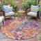 Homeroots 8' Blush Orange And Teal Blue Round Abstract Washable Indoor Outdoor Area Rug 631983 - alternate 8