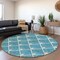Homeroots 8' Teal Blue And Ivory Round Geometric Washable Indoor Outdoor Area Rug 594745 - alternate 7