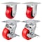 Hyw Products Heavy Duty Caster Set 4in Polyurethane on Plastic Wheels, 2 Rigid & 2 Swivel with Brake, 4PK 40-40R-A1-PU-2,40-40S-A1-PU-TB-2 - alternate 1