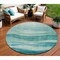 Homeroots 8' Teal Blue And Aqua Round Abstract Washable Indoor Outdoor Area Rug 604997 - alternate 1
