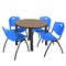 Regency Round Kee Breakroom Table W/ 4 M Stack Chairs, 36 in W, 36 in L, Noble Oak TB36RNDNOBPBK47BE - alternate 1
