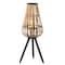 Vintiquewise Indoor and Outdoor Modern Natural Bamboo Decorative Lantern with Black Stand and Glass Candle Holder QI004165 - alternate 1