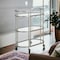 Homeroots Nickel Steel And Glass Oval Rolling Bar Cart 530456 - alternate 1