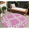 Homeroots 8' Blush And Ivory Round Geometric Washable Indoor Outdoor Area Rug 593752 - alternate 1