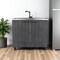 Homeroots 35" X 39" Dark Gray And Silver Stainless Steel and Wood Utility Cabinet With Sink 546612 - alternate 1