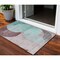Homeroots 3' X 5' Teal Blue Brown And Beige Geometric Washable Indoor Outdoor Area Rug 604953 - alternate 1