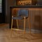 Homeroots Set of Two 30" Black and Gold Faux Leather and Steel Low Back Bar Height Bar Chairs 555663 - alternate 6