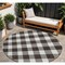 Homeroots 8' Black And Gray Round Plaid Washable Indoor Outdoor Area Rug 595375 - alternate 1