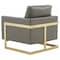 Leisuremod Lincoln Leather Accent Armchair with Gold Frame, Grey LA31GR-L - alternate 6