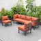 Leisuremod Chelsea 6-Piece Patio Sectional Black Aluminum With Orange Cushions CSBL-6OR - alternate 1
