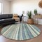 Homeroots 8' Sky Blue Beige And Tan Round Striped Washable Indoor Outdoor Area Rug 615009 - alternate 6