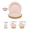 Smarty Had A Party 10.25" Pink with Gold Rim Round Blossom Disposable Plastic Dinner Plates (120 Plates), 120PK 4840PG-CASE - alternate 8