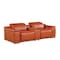 Homeroots 93in Orange and Silver Italian Leather Power Reclining Loveseat With Storage 720571 - alternate 5