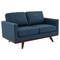 Leisuremod Chester Modern Leather Loveseat with Birch Wood Base, Navy Blue CS58NBU-L - alternate 1