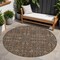 Homeroots 8' Round Chocolate Round Floral Washable Non Skid Indoor Outdoor Area Rug 564316 - alternate 1